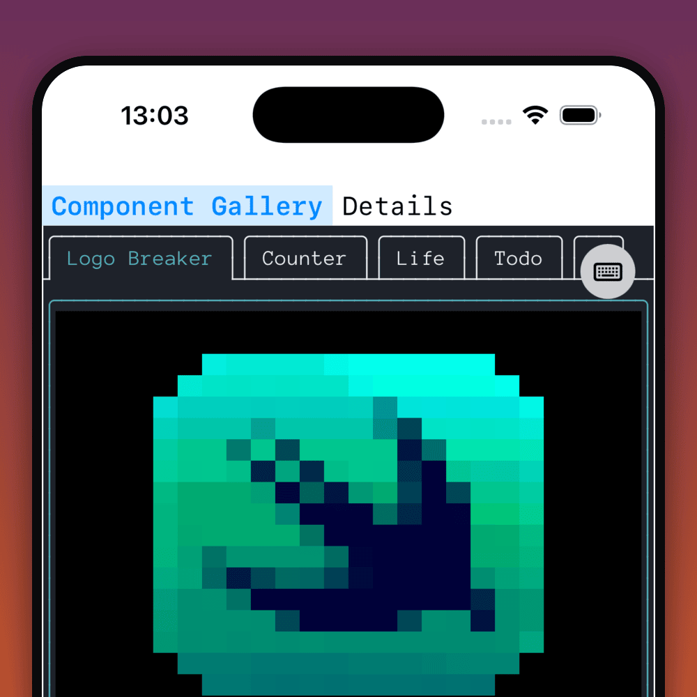 SwiftTUI gallery running on iOS